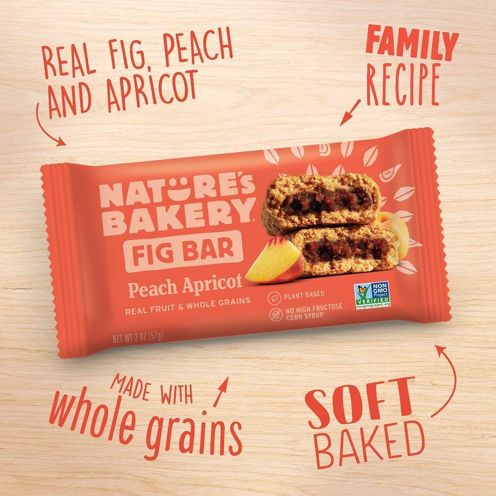 Nature’S Bakery Whole Wheat Fig Bars, Peach Apricot, Real Fruit, Vegan, Non-Gmo, Snack Bar, 1 Box With 12 Twin Packs (12 Twin Packs)