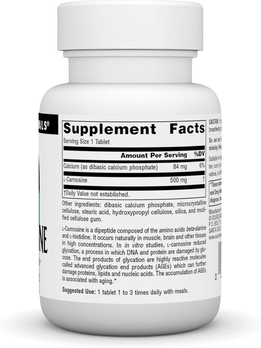 Source Naturals L-Carnosine 500 Mg Tablet, 30 Count