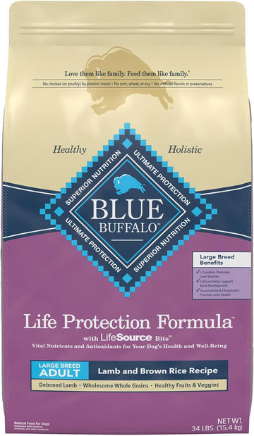 Blue Buffalo Life Protection Formula Natural Adult Large Breed Dry Dog Food, Lamb and Brown Rice 34-lb