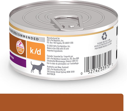 Hill'S Prescription Diet K/D Kidney Care Beef & Vegetable Stew Wet Dog Food, Veterinary Diet, 5.5 Oz. Cans, 24-Pack