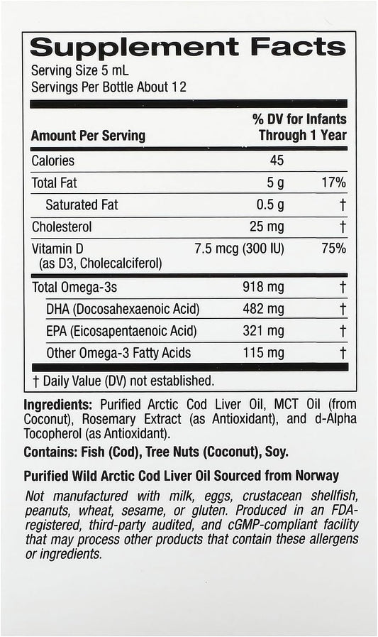 California Gold Nutrition Baby'S Dha, Omega-3S With Vitamin D3, 1,050 Mg, 2 Fl Oz (59 Ml)