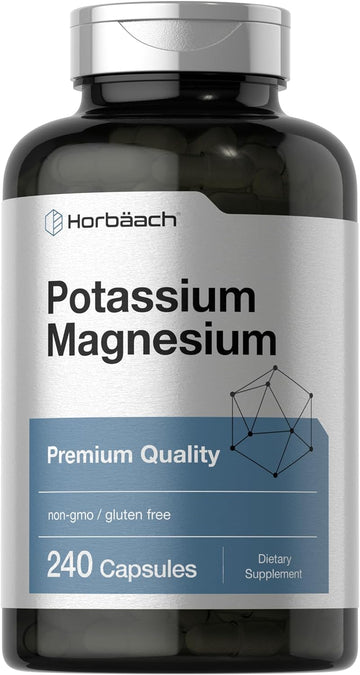 Horbäach Potassium Magnesium Supplement | 240 Capsules | Non-GMO & Gluten Free