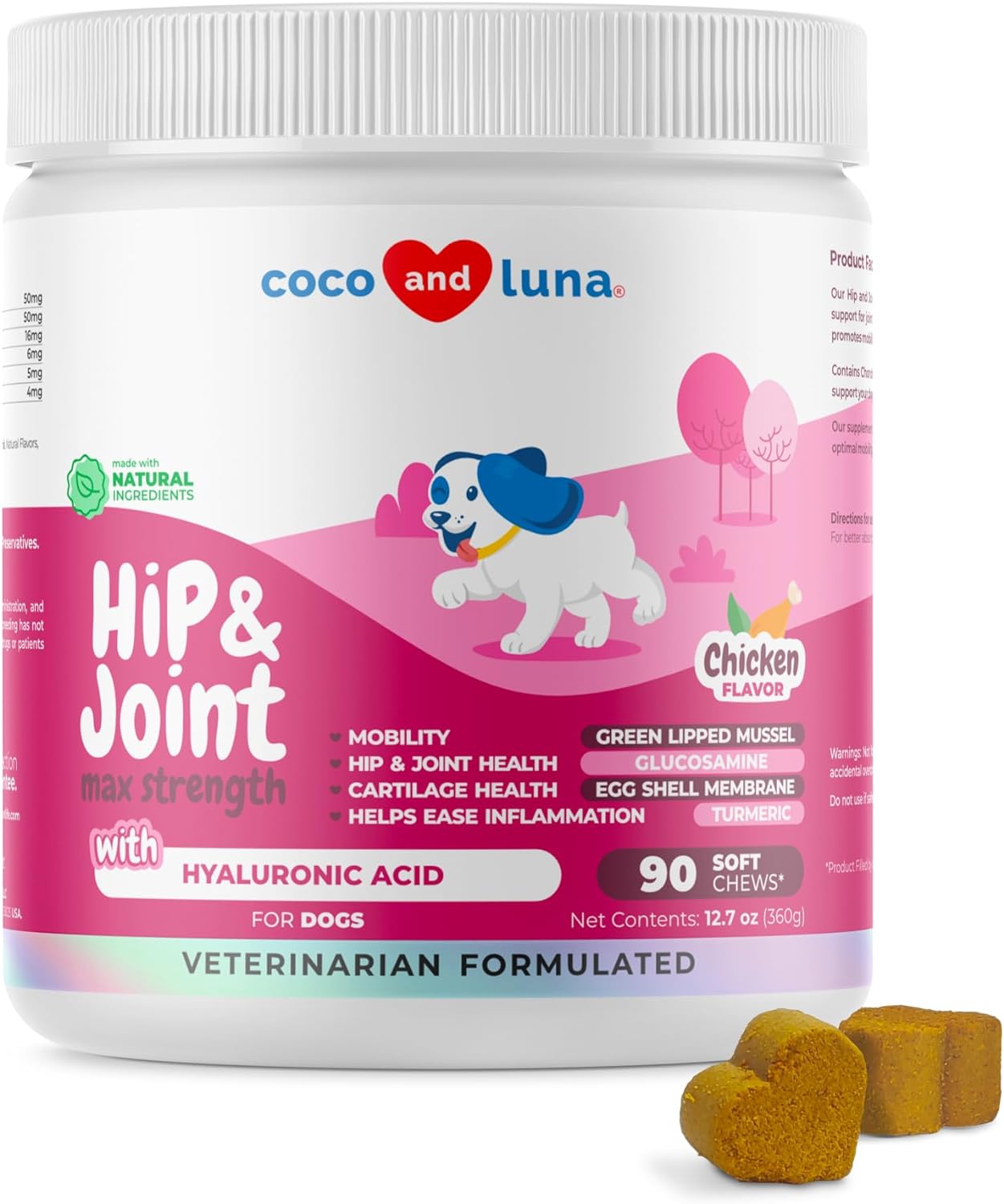 Joint Supplement for Dogs - 90 Soft Chews - with Green Lipped Mussel, Glucosamine, Turmeric, Fish Oil, MSM and Yucca Schidigera (Soft Chews Max Strength)