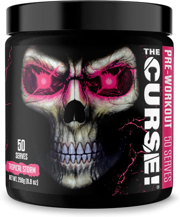 Jnx Sports The Curse! Pre Workout Powder For Men & Women, Caffeine, Beta-Alanine, Creatine, L-Citrulline, 50 Servings, Tropical Storm Flavor – Boost Energy, Strength & Focus