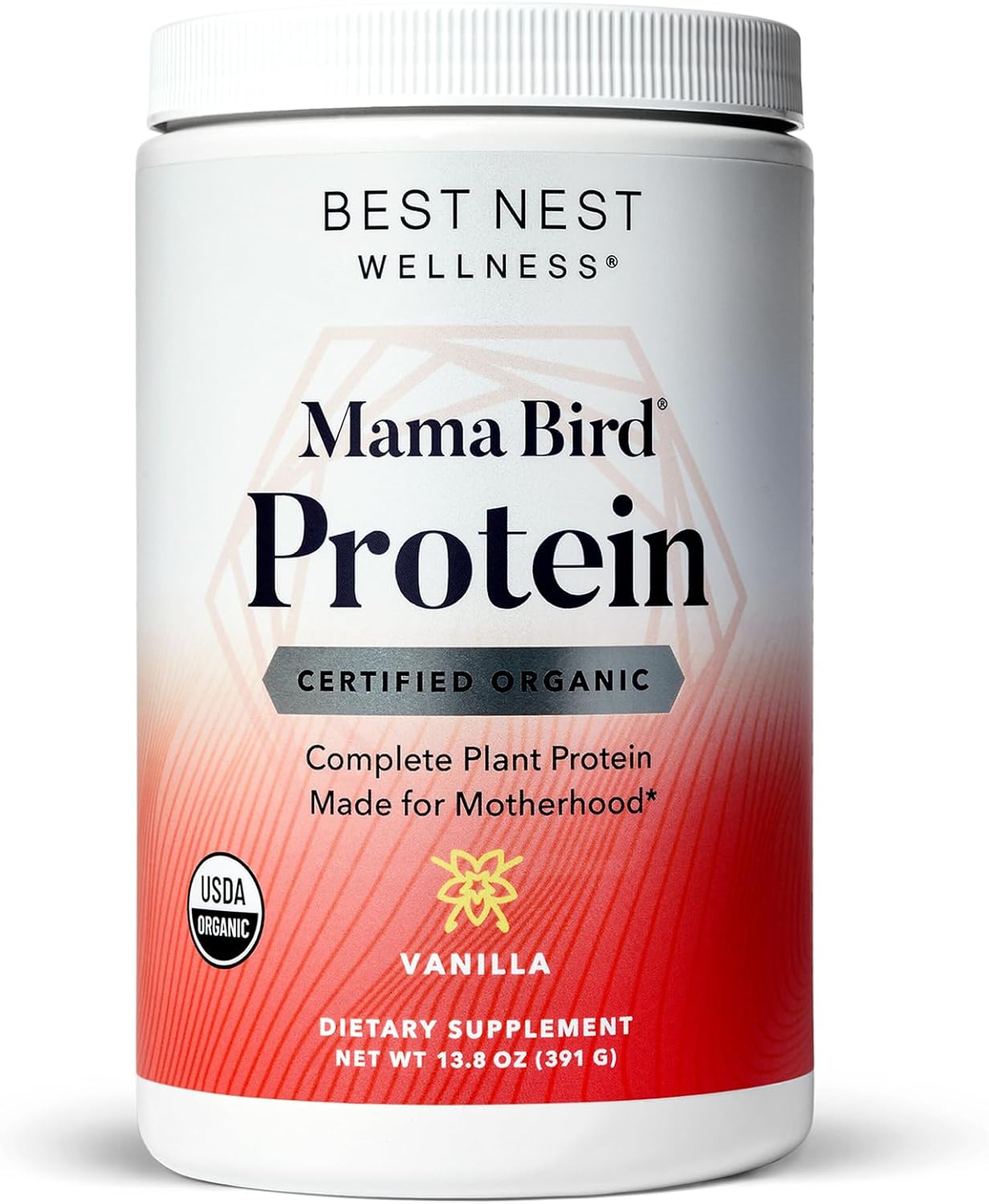 Best Nest Wellness Mama Bird Prenatal Protein Powder for Women, Certified Organic, Vegan, Non-GMO, Hemp & Pea Plant Complete Protein, 15g, Dairy Free, Vanilla Flavor, 13.8 oz