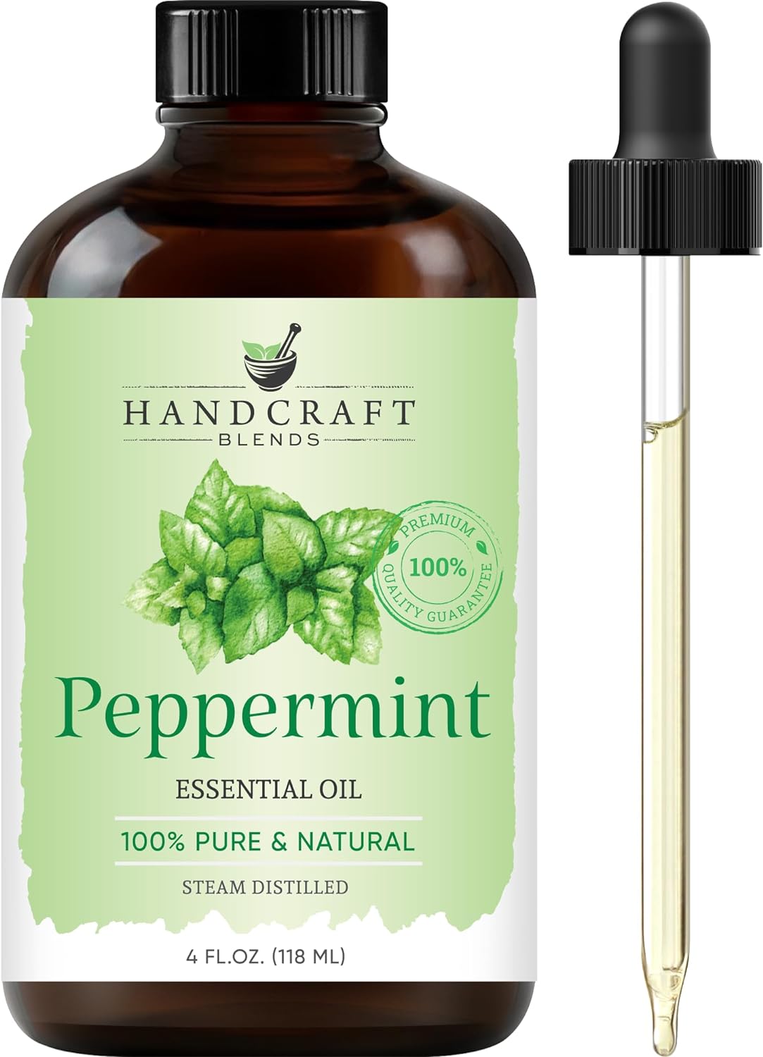 Handcraft Blends Peppermint Essential Oil - Huge 4 Fl Oz - 100% Pure And Natural - Premium Grade With Glass Dropper