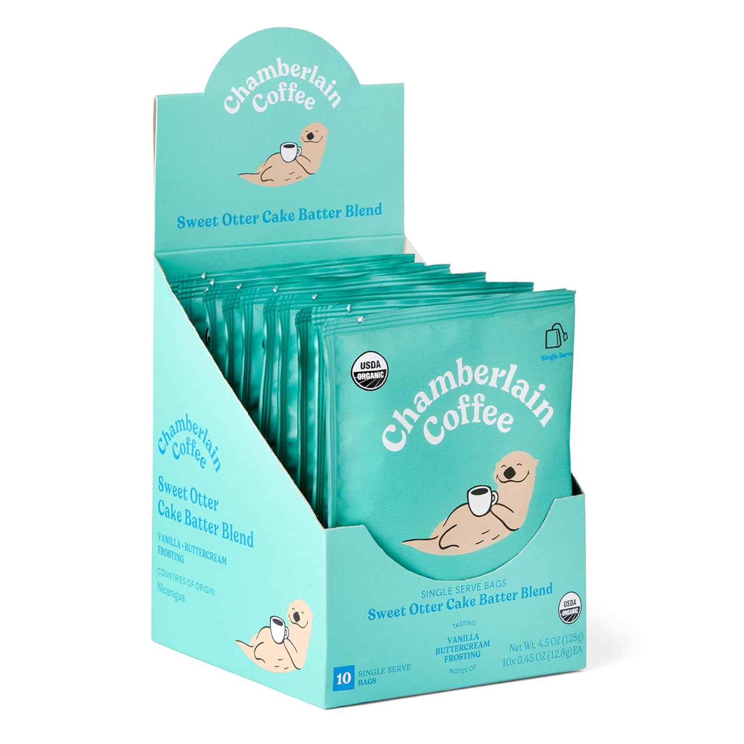 Chamberlain Coffee Sweet Otter Cake Batter Cold Brew Singles - Cold Brew Coffee Bags With Notes Of Vanilla & Frosting - 10 Single Serve Cold Brew Sachets