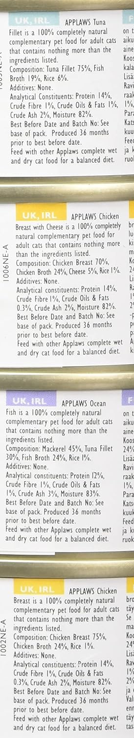 Applaws Natural Wet Cat Food, Multipack Chicken and Fish Selection in Broth 70 g Tin (Pack of 12) :Pet Supplies