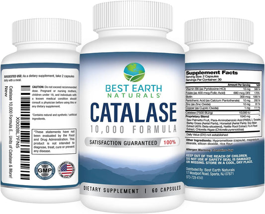 Best Earth Naturals Catalase Formula Starter Set With 60 Capsules Of Catalase 10,000 Shampoo 8 Ounces And Conditioner 8 Ounces