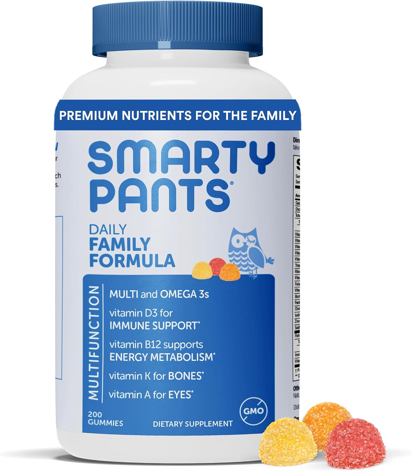 SmartyPants Multivitamin for Men, Women & Children: Vitamin Gummies with Omega 3 Fish Oil (EPA/DHA), Methylfolate, Vitamin D3, C, Vitamin B12, B6, Vitamin A, K & Zinc, 200 Count (30 Day Supply)