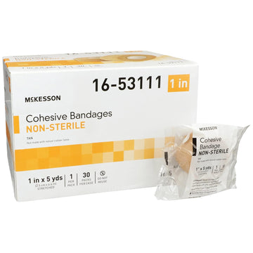 Mckesson Elastic Cohesive Bandages, Beige, Non-Sterile, 1 In X 5 Yds, 1 Count, 30 Packs, 30 Total