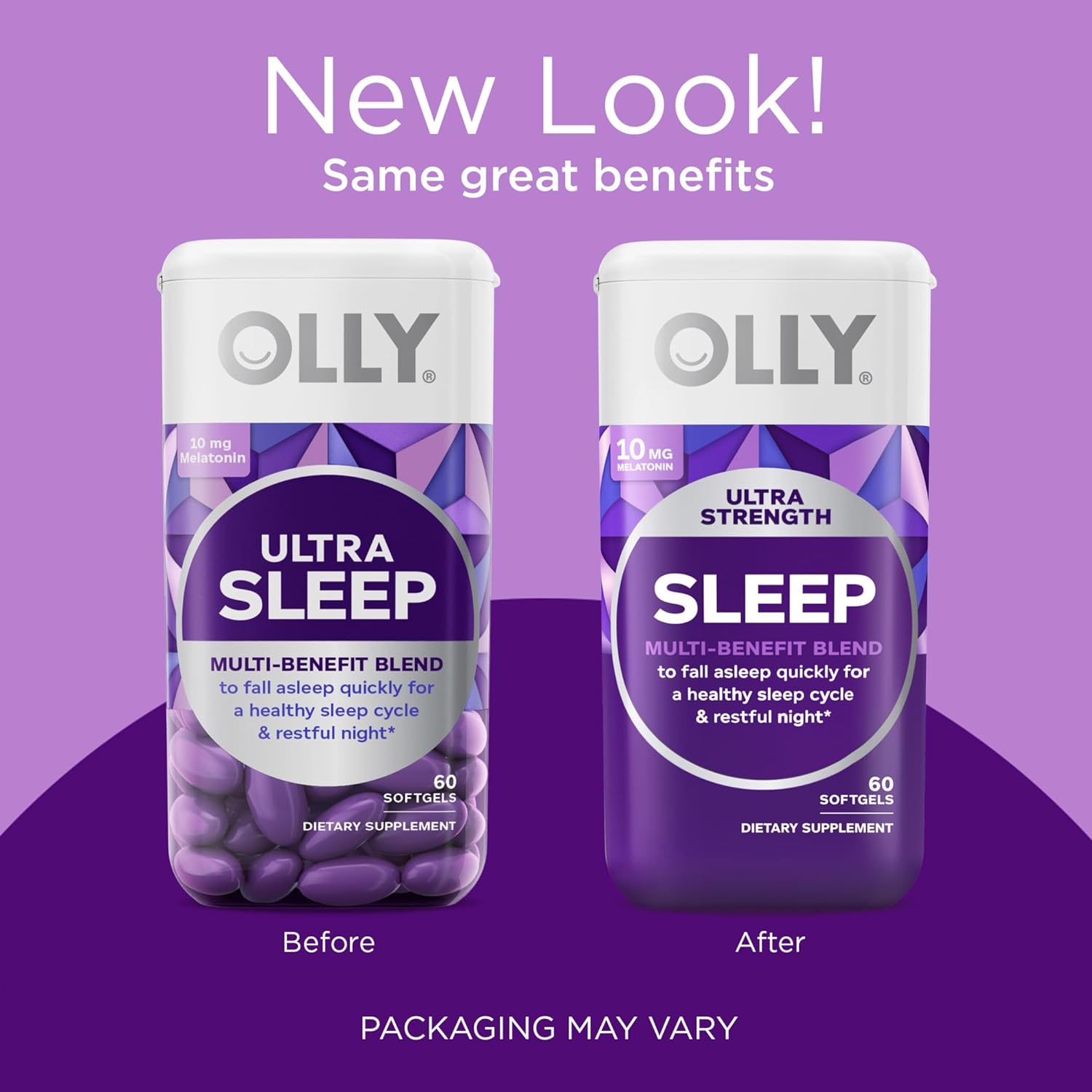 OLLY Ultra Strength Sleep Softgels, 10mg Melatonin, L-Theanine, Chamomile, Magnesium, Lemon Balm, Supports Deep Restful Sleep, Nighttime Sleep Aid, Non Habit-Forming - 60 Count : Health & Household