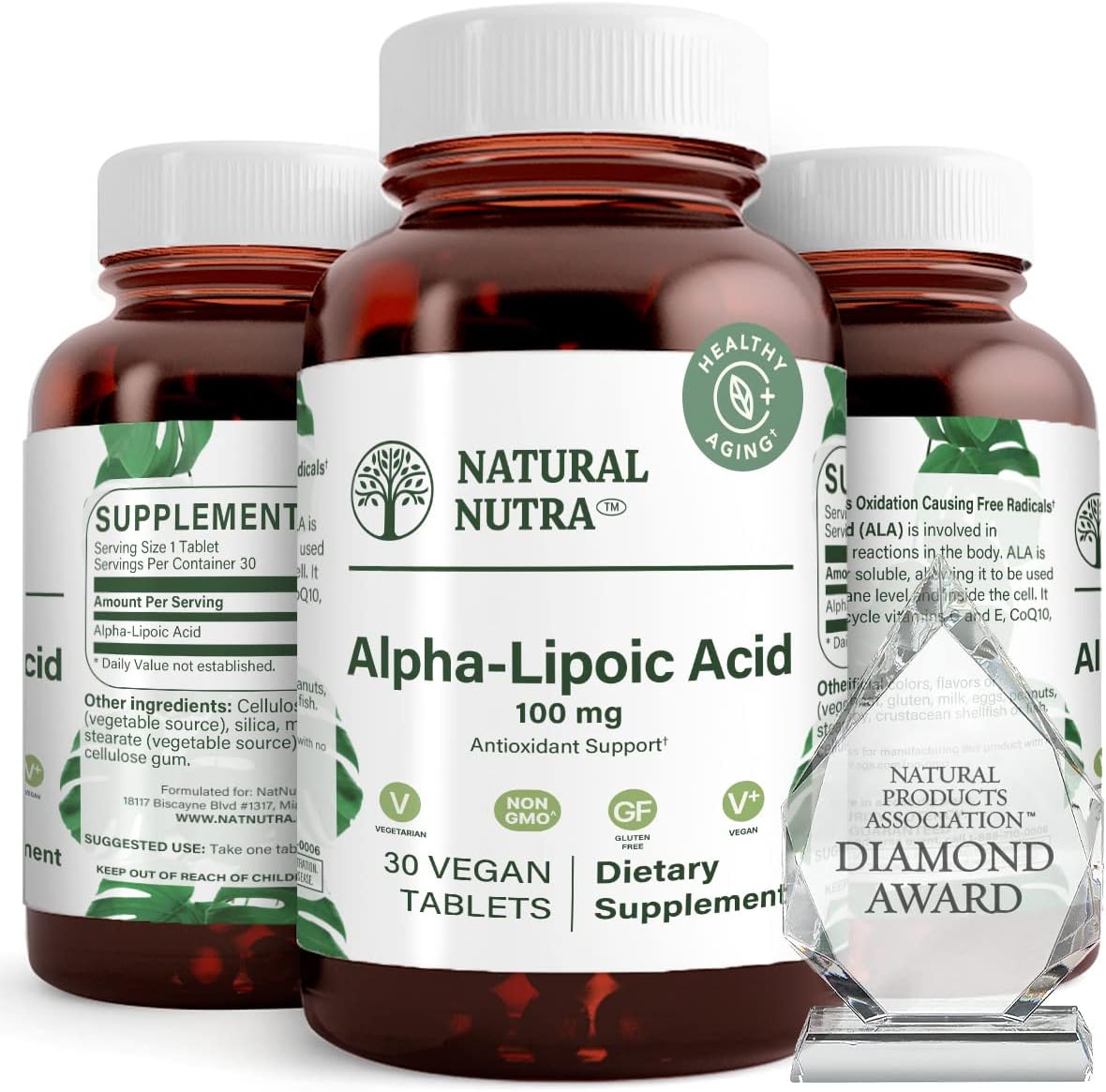 Natural Nutra R-Alpha Lipoic Acid, Improve Bone And Heart Health, Aid Memory & Cognition, Improve Nerve Function Contributes To Overall Health, Gluten Free 100 Mg, 30 Vegan And Vegetarian Tablets