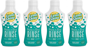 Lemi Shine, Shine + Dry Rinse, Natural Rinse Aid, Powered by 100% Natural Citric Extracts for Spotless + Shiny Dry Dishes Even in Hard Water, 8.45 oz. - 4 Pack : Health & Household