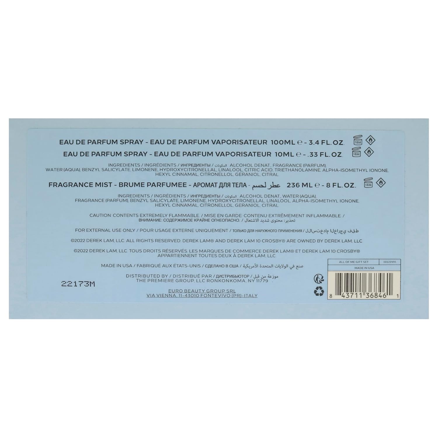 Derek Lam All Of Me 3.4Oz Edp Spray, 10Ml Edp Spray, 8Oz Fragrance Mist Women 3 Pc Gift Set : Beauty & Personal Care