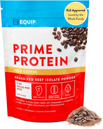 Equip Foods Prime Protein Powder | Clean, Grass Fed Beef Protein Isolate | Carnivore Protein Powder | Paleo, Keto Friendly | Gluten, Dairy Free | 30 Servings, Salted Caramel