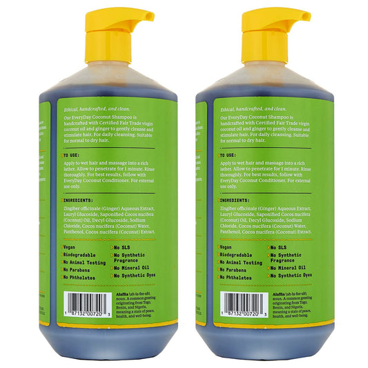Alaffia Everyday Coconut Shampoo - Normal To Dry Hair, Helps Gently Clean Scalp And Hair Of Impurities With Ginger And Coconut Oil, Fair Trade, Purely Coconut 32 Fl Oz