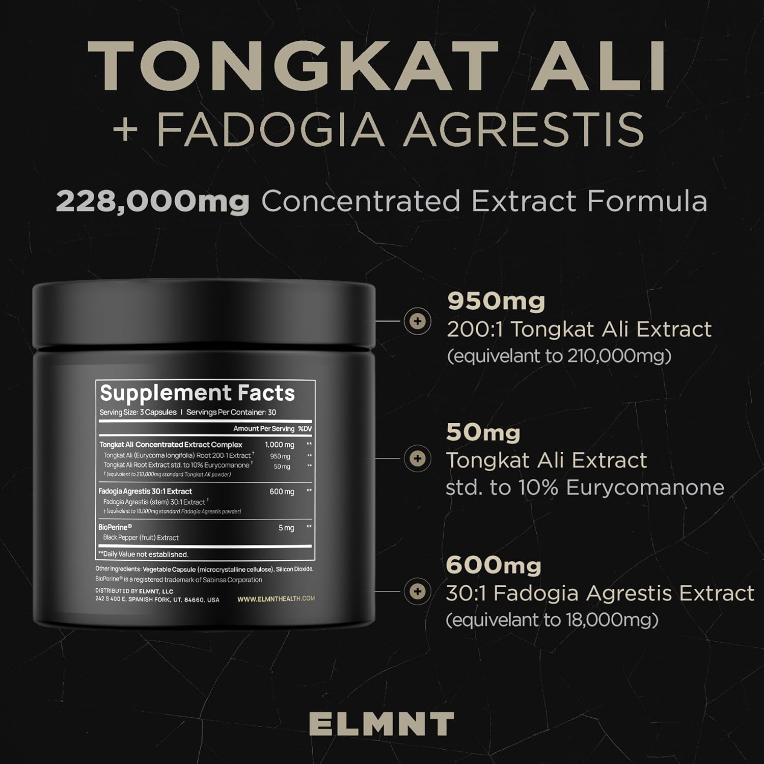 228,000mg 200x Strength Tongkat Ali for Men w. 30x Fadogia Agrestis Extract - 10% Eurycomanone Highest Potency Longjack Fadogia Agrestis Tongkat Ali Supplement - Muscle Growth Support Pills for Men : Health & Household