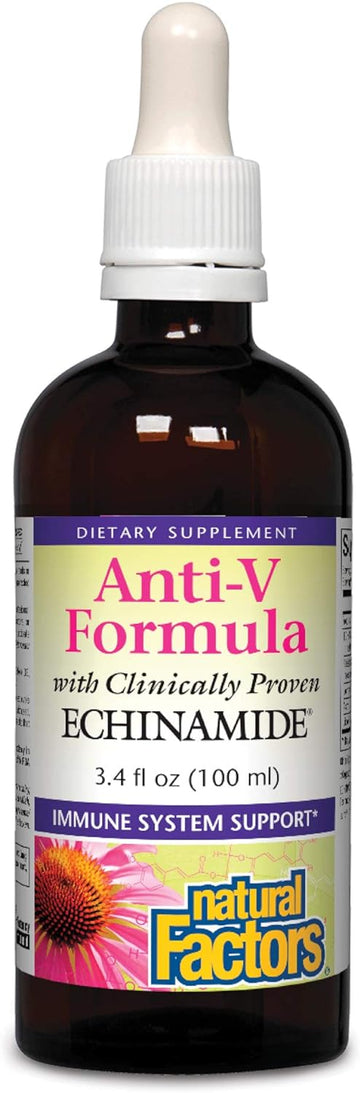 Natural Factors, Anti-V Liquid Formula, Echinacea Supplement For Immune And Wellness Support, Organic, Non-Gmo, 3.4 Oz (100 Servings)
