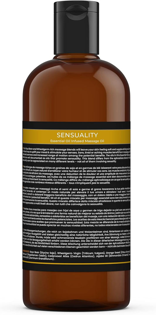 Mystic Moments | Sensuality Aromatherapy Massage Oil Blend 1 Litre - Natural Massage Blend Made With Essential Oils for Spa & Massage Therapy