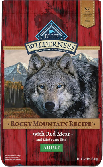 Blue Buffalo Wilderness Rocky Mountain Recipe High Protein, Natural Adult Dry Dog Food, Red Meat 22-Lb