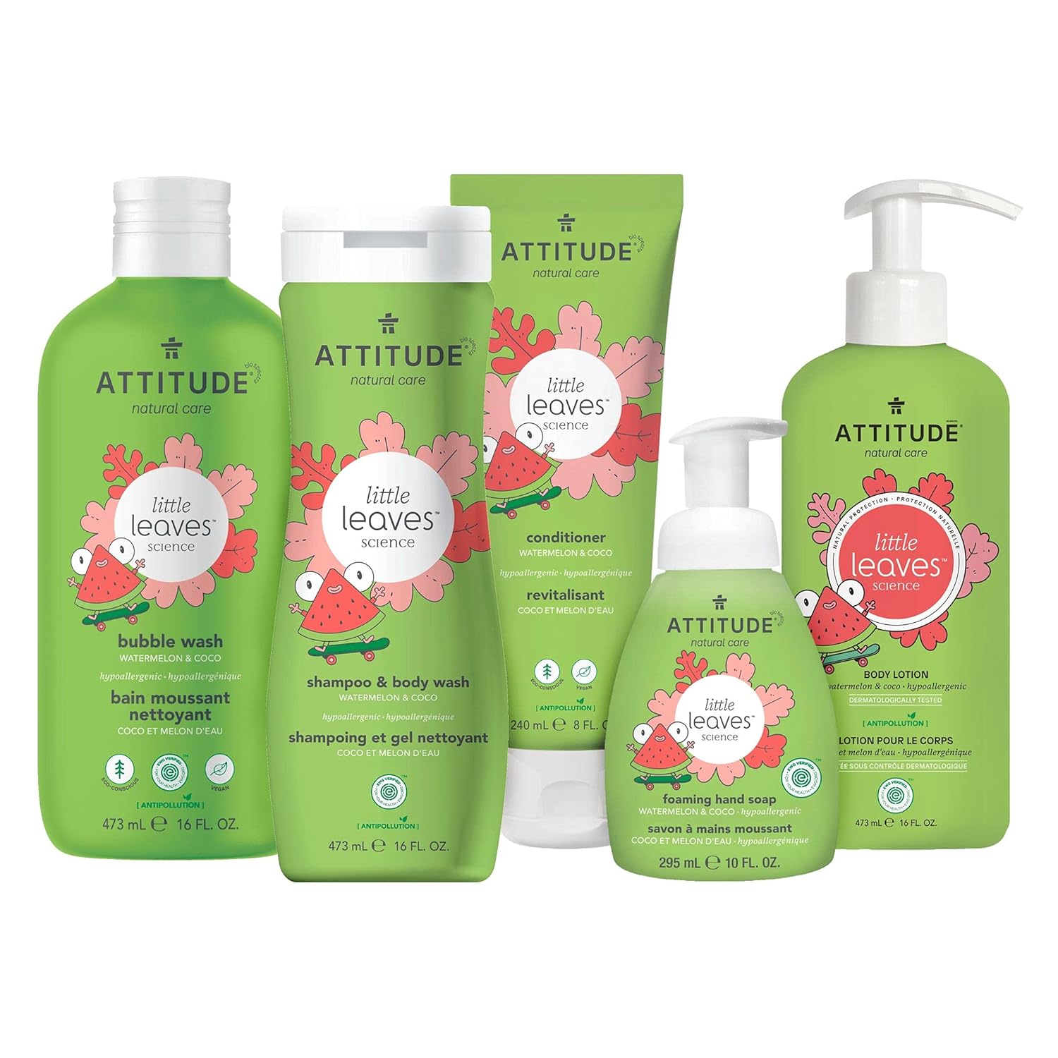 ATTITUDE Body Lotion for Kids, EWG Verified, Plant- and Mineral-Based Ingredients, Vegan and Cruelty-free Personal Care Products, Watermelon & Coco, 16 Fl Oz : Beauty & Personal Care