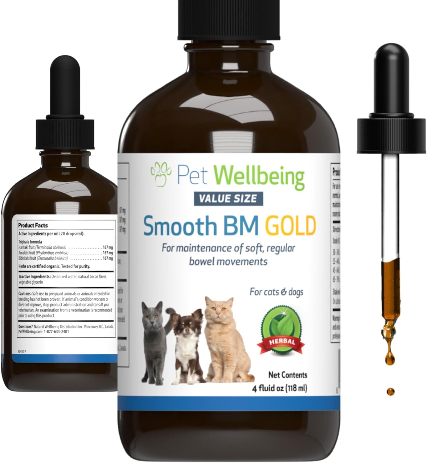 Pet Wellbeing Smooth Bm Gold For Cats & Dogs - Vet-Formulated - Gentle Constipation Relief - Natural Herbal Supplement 4 Oz (118 Ml)