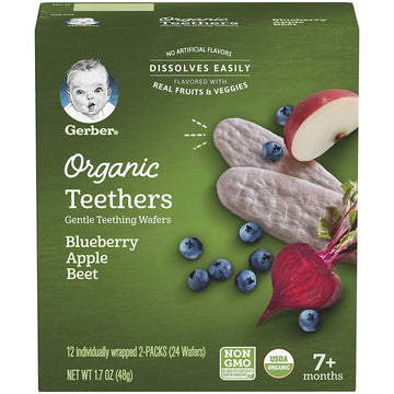 Gerber 2nd Foods Organic for Baby Teethers, Blueberry Apple Beet, 1.7 oz Box (12 Pack)