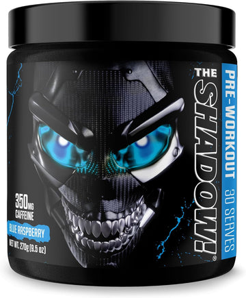 JNX SPORTS The Shadow! 350mg of Caffeine Hard Core Preworkout -Electric Energy, Mental Focus, Superhuman Strength, Men & Women - Blue Raspberry 30 Servings