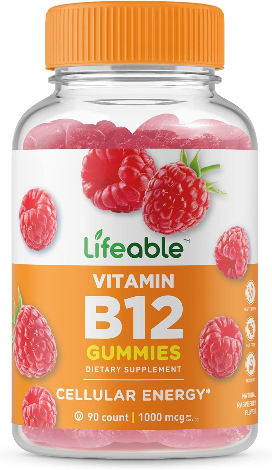 Lifeable Vitamin B12 1000 mcg - Great Tasting Natural Flavor Gummy Supplement Vitamins - Gluten Free Vegetarian Chewable B 12 - for Energy, Mood, Metabolism Support - for Adults Men Women - 90 Gummies