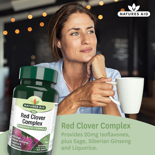 Natures Aid Red Clover Complex – With Isoflavones, Sage, Ginseng & Liquorice – Supports Women’S Health, Hormonal Balance & Menstrual Comfort – Vegan, Gluten-Free, Non-Gmo Supplement - 60 Tablets