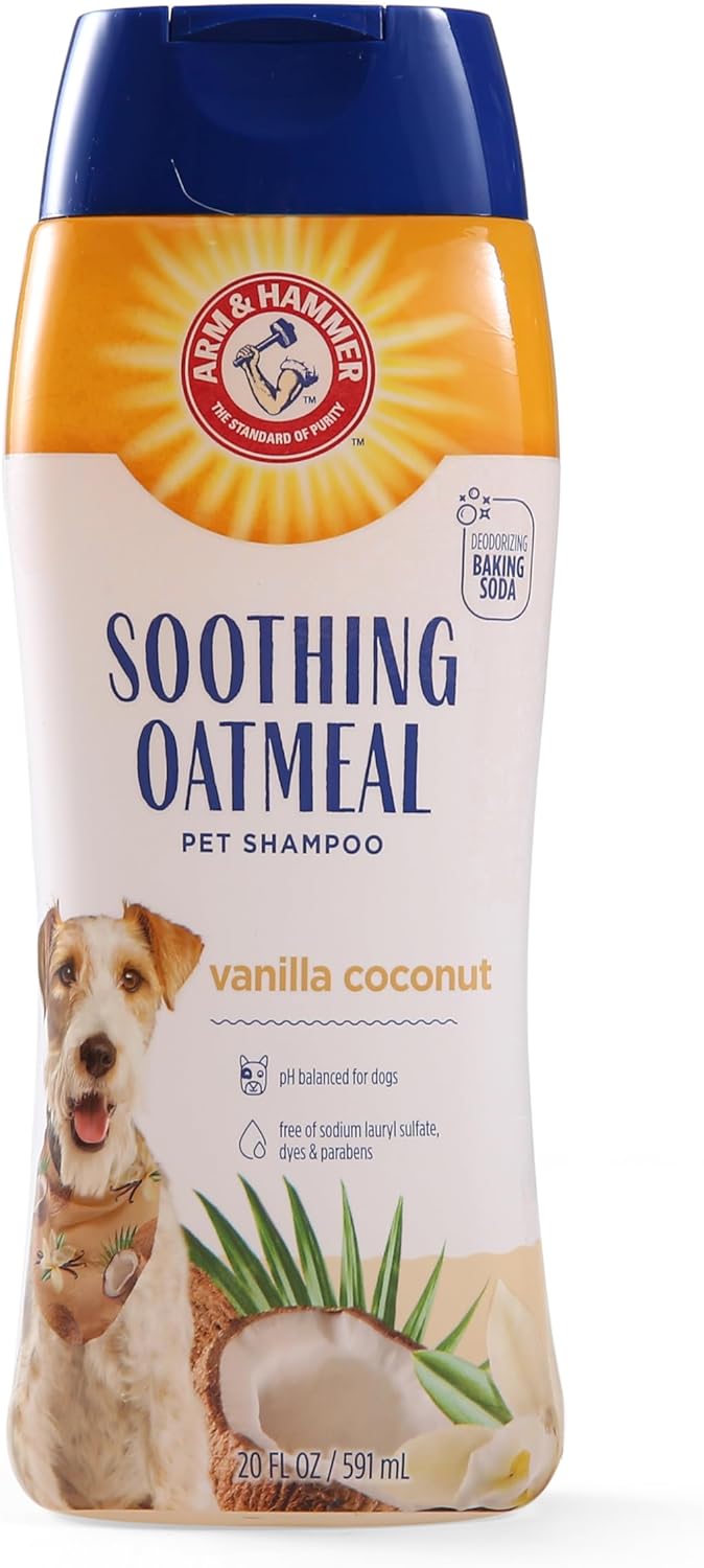 Arm & Hammer for Pets Soothing Oatmeal Pet Shampoo | Nourishing and Moisturizing Dog Shampoo with Gentle Cleansing formula | Vanilla Coconut Scent, 20 oz Bottle Shampoo for Pets