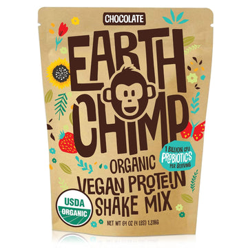 Earthchimp Organic Vegan Protein Powder - With Probiotics - Non Gmo, Dairy Free, Non Whey, Plant Based Protein Powder For Women And Men, Gluten Free - 52 Servings, 64 Oz (Chocolate)