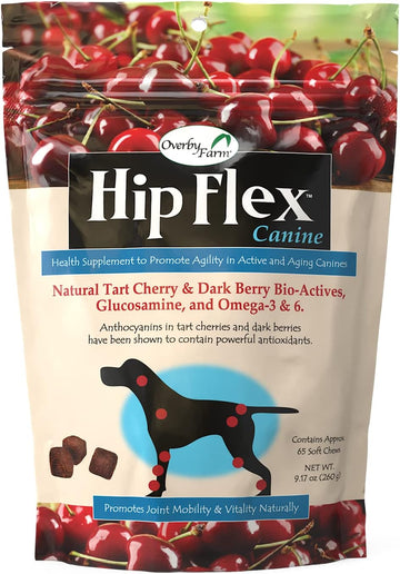 NaturVet – Overby Farm Hip Flex Canine – 65 Soft Chews – Promotes Joint Mobility & Vitally in Dogs – Enhanced with Tart Cherry, Dark Berry Bio-Actives, Glucosamine & Omegas : Pet Bone And Joint Supplements : Pet Supplies