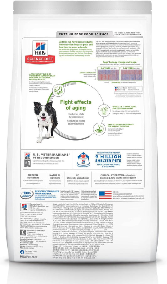 Hill'S Science Diet Senior Vitality, Senior Adult 7+, Senior Premium Nutrition, Dry Dog Food, Chicken & Rice, 12.5 Lb Bag