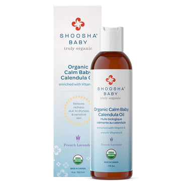 Shoosha Organic Calendula Oil French Lavender, for Babies, Real Calendula Oil, Calendula Massage Oil Moisturizer, Hypoallergenic, Gluten-Free, 100% Biodegradable