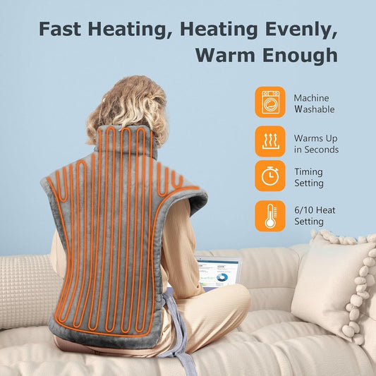 Alljoy Heating Pad For Back Pain Relief, 24"X37" King Size Large Weighted Heating Pads For Neck And Shoulders, Electric Full Back Heat Pad, Father'S Day Gifts For Dad, Birthday Gifts For Women Men Dad