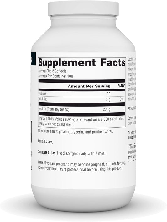 Source Naturals Lecithin 1200 Mg, A Natural Emulsifier - 200 Softgels