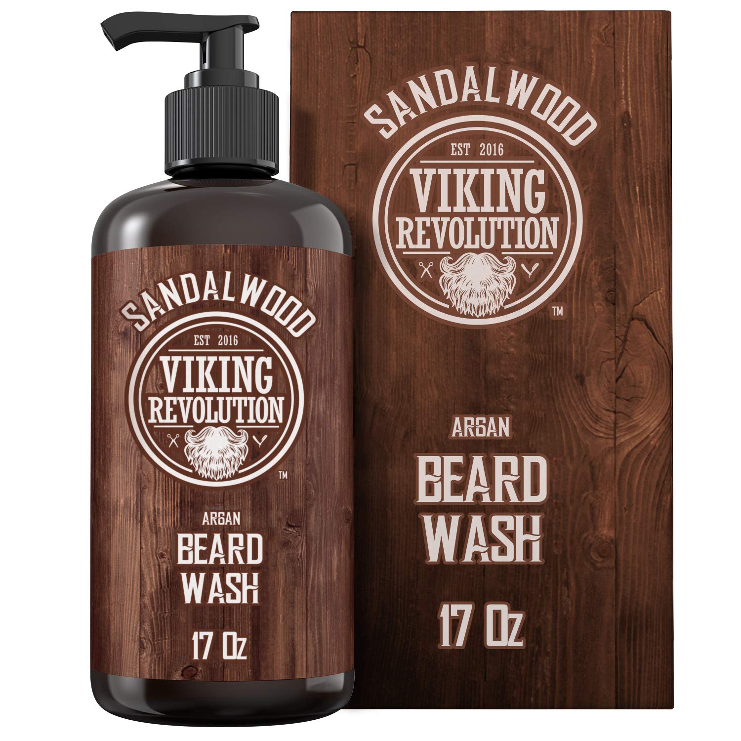 Viking Revolution Beard Wash Shampoo, 17 Oz, Sandalwood Scent, For Men'S Beard