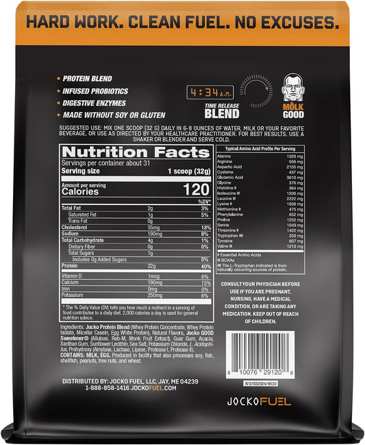 Jocko Mölk Whey Protein Powder 22G Sugar Free Monk Fruit Blend - Muscle Recovery & Growth, Packaging May Vary (31 Servings, Pumpkin)