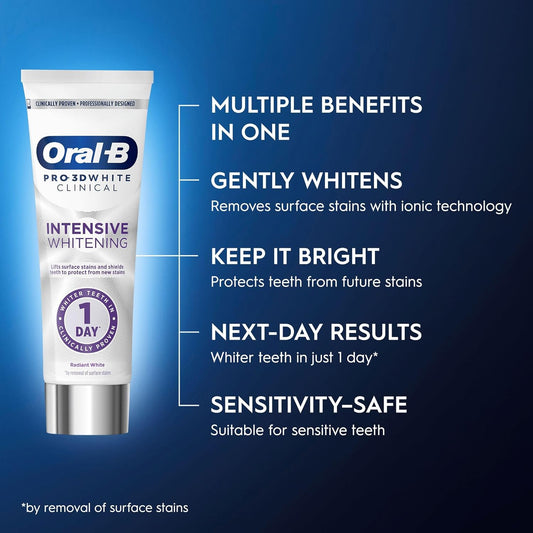 Oral-B Pro-3D White Clinical Intensive Whitening Toothpaste Radiant White 75Ml