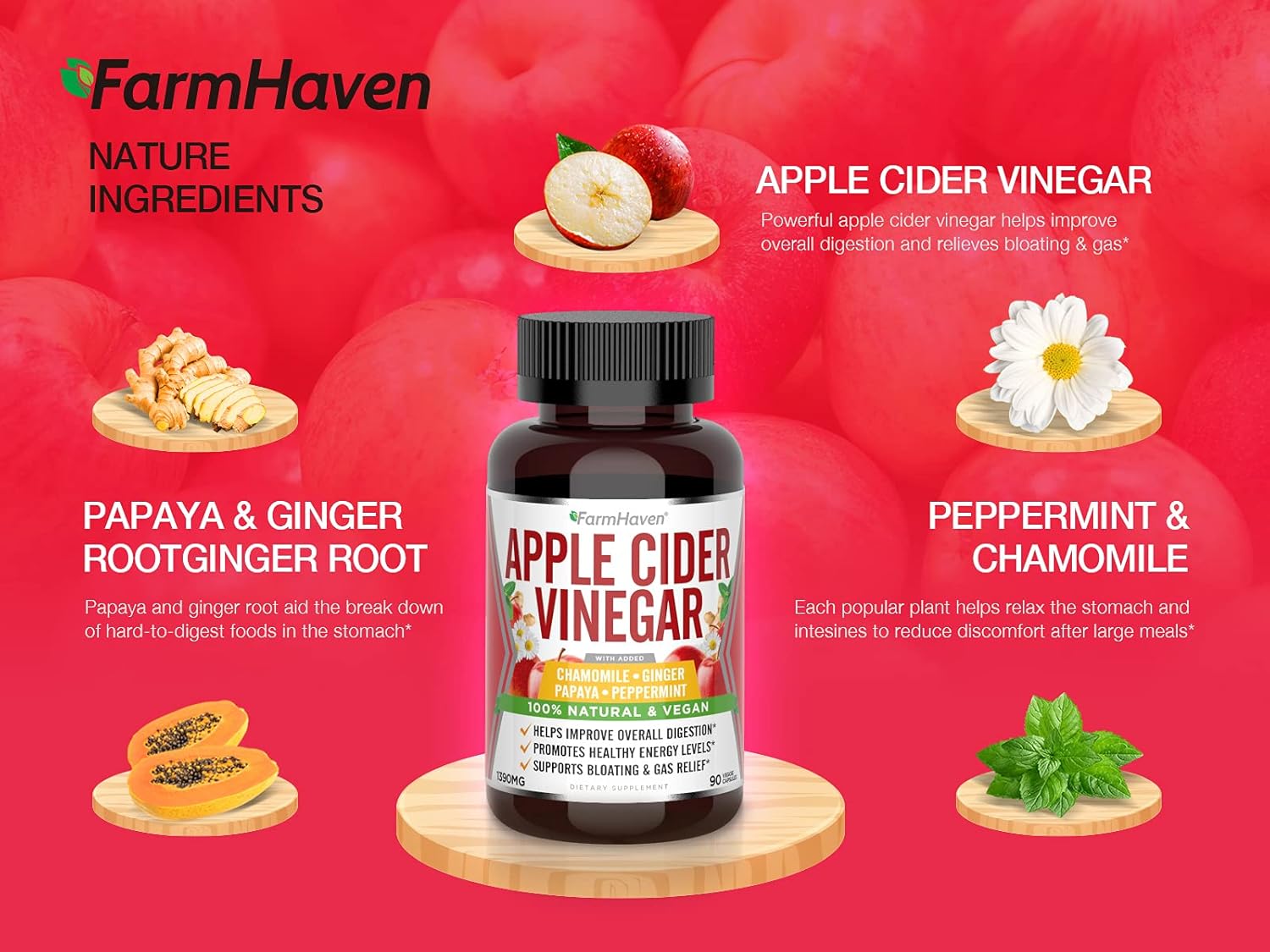 Farmhaven Apple Cider Vinegar Capsules With Mother, Acv Capsules With Mother 1390Mg, Apple Cider Vinegar Pills With Ginger, Apple Vinegar Pills For Digestion Healthy, Vinegar Tablets With Mother : Health & Household