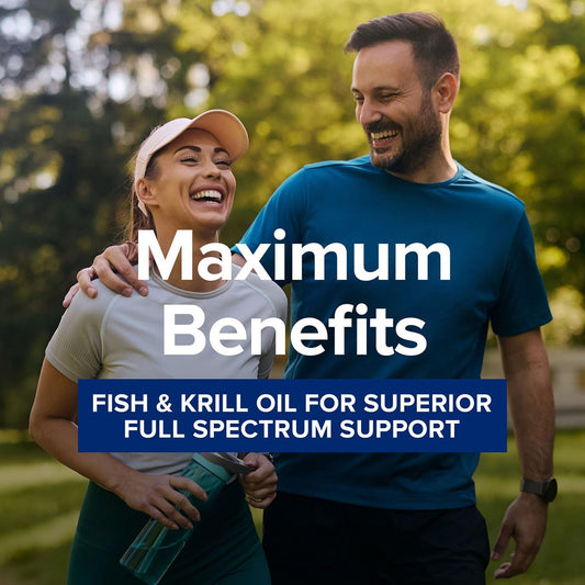 Gnc Triple Strength Fish Oil Plus Krill Oil Omega 3 Supplement, 1000Mg Epa And Dha, Supports Heart, Brain, Skin, Eye And Joint Health, 60 Softgels