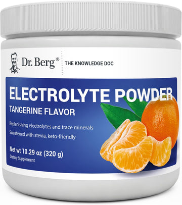 Dr. Berg Zero Sugar Hydration Keto Electrolyte Powder - Enhanced W/ 1000 Mg Of Potassium & Real Pink Himalayan Salt (Not Table Salt) - Tangerine Flavor Hydration Drink Mix Supplement - 50 Servings