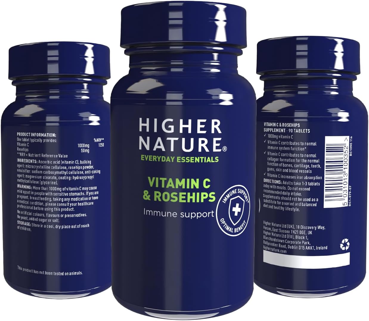 Higher Nature - Vitamin C & Rosehips - for Immunity - 1000mg Vitamin C - Immune System Support - 90 Tablets : Amazon.co.uk: Health & Personal Care
