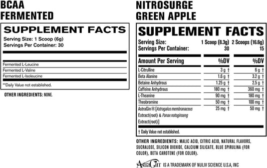 Nitrosurge Pre-Workout In Green Apple & Bcaa In Fruit Punch For Muscle Building And Recovery