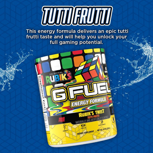 G Fuel Tropical Rain Energy Drink Powder, Pre Workout Caffeine Mix For Gaming, Sugar Free Focus Amino, Vitamin + Antioxidants, 9.8Oz (Fruit Medley, 40 Servings)