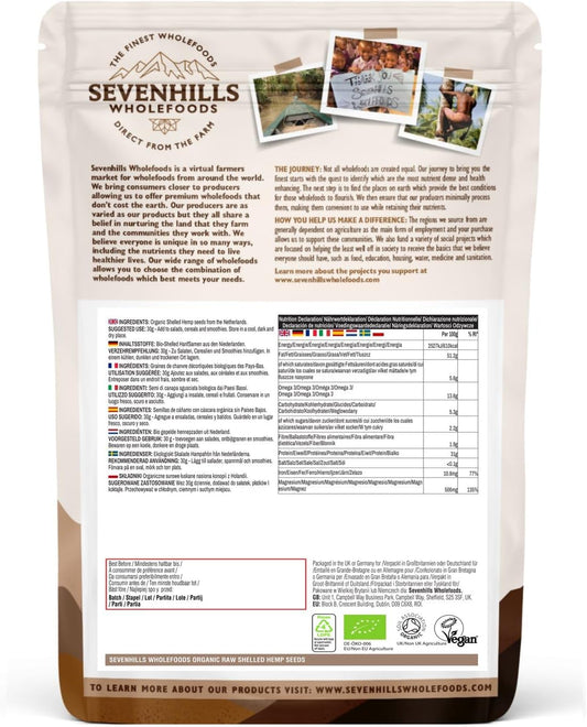 Sevenhills Wholefoods Organic Raw Shelled Hemp Seeds 500G