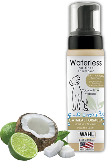 Wahl Pet Friendly No-Rinse Waterless Shampoo, Coconut Lime Verbena - 7.1 Oz, Moisturizing, Detangling, Dog, Paraben & Peg Free