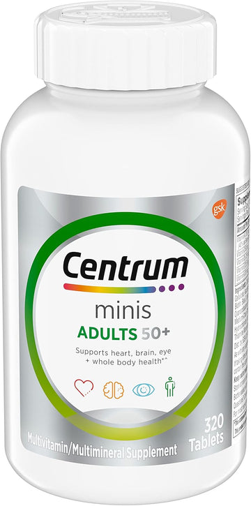 Centrum Minis Silver Multivitamin Tablet For Adults 50 Plus, Multimineral Supplement, Vitamin D3, B-Vitamins, Gluten Free, Non-Gmo Ingredients, Supports Memory And Cognition In Older Adults - 320 Ct